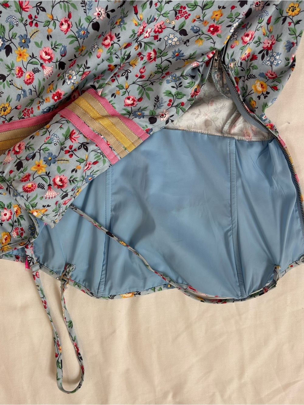 Vintage Betsey Johnson Garden Delight Blue Floral Dress - Picture 7 of 8